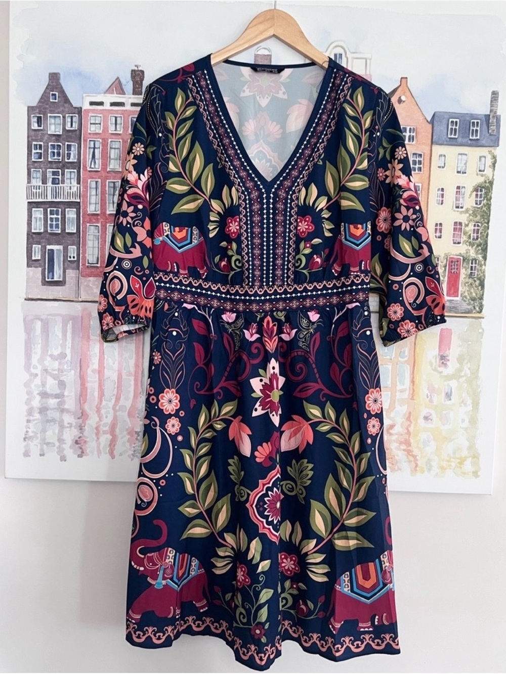 BloomChic Navy Floral Midi Dress Size 10